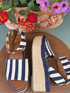 Franco Sarto Striped Platform Espadrille